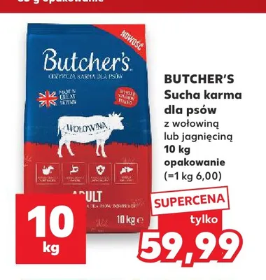 Sucha karma dla psów z jagnięciną Butcher's promocja w Kaufland