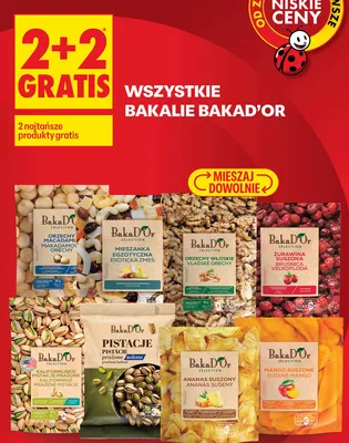 Bakalie 2+2 GRATIS promocja w Biedronka