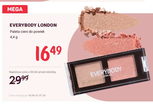 Paleta cieni do powiek Everybody London promocja w Rossmann