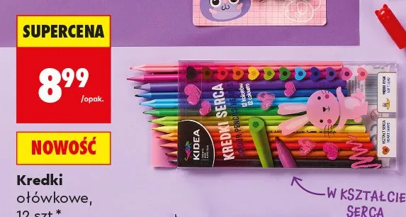 Kredki ołówkowe Kidea serca promocja w Biedronka