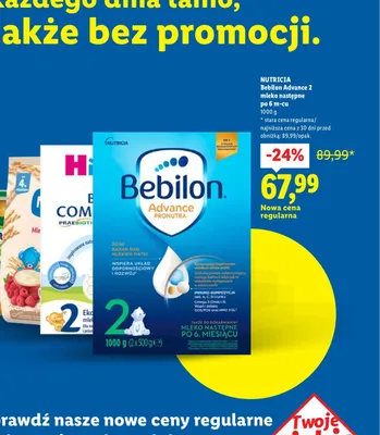 Mleko modyfikowane Bebilon Advance 2 po 6 miesiącu promocja w Lidl