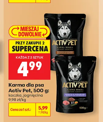 Karma dla psa Activ Pet kaczka promocja w Biedronka