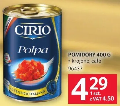 Pomidory Cirio polpa 400 g promocja w Selgros
