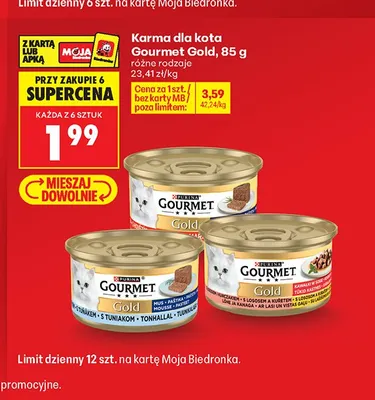 Karma dla kota Gourmet Gold kawałki w sosie z łososiem i kurczakiem promocja w Biedronka