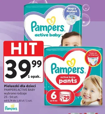 Pieluszki dla dzieci PAMPERS ACTIVE BABY promocja w Intermarche