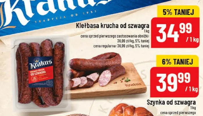 Kiełbasa krucha od szwagra Krakus promocja w POLOmarket