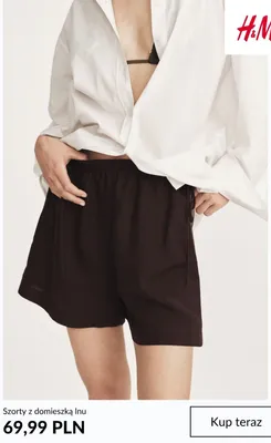Szorty z domieszką lnu H&M promocja w H&M