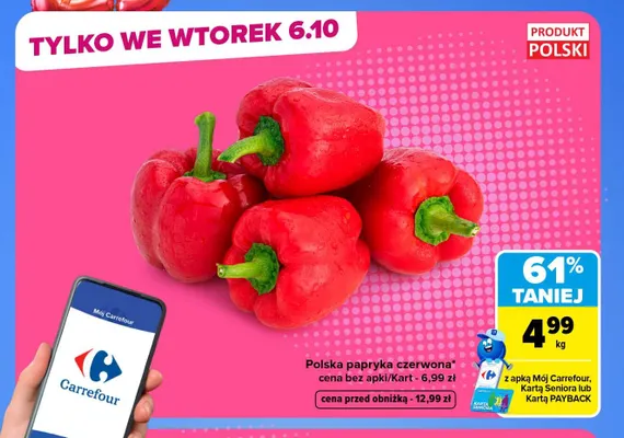 Papryka czerwona polska promocja w Carrefour