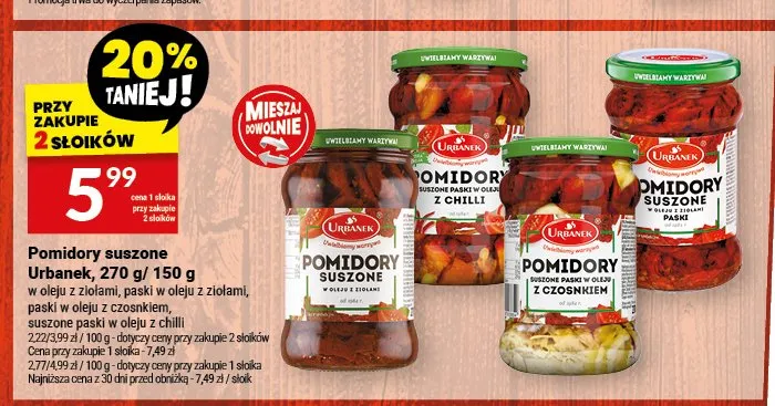 Pomidory suszone w oleju z ziołami Urbanek promocja w Twój Market