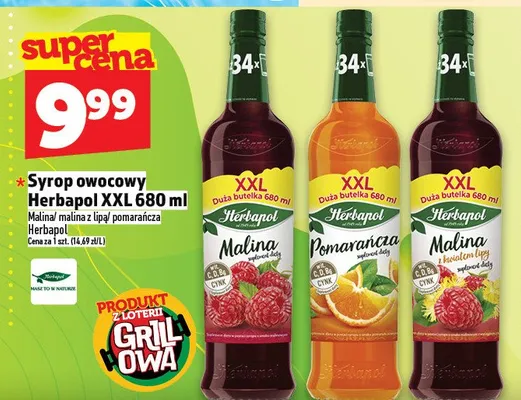 Syrop owocowy Herbapol malina z lipą XXL promocja w TOPAZ
