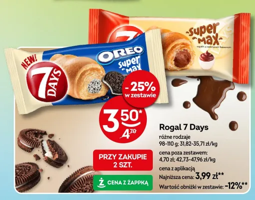 Rogal 7 Days Super Max z nadzieniem kakaowym promocja w Żabka