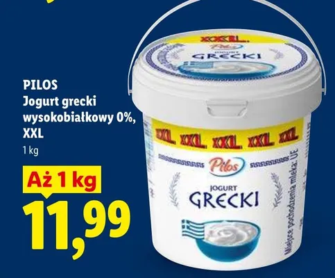 Jogurt grecki wysokobiałkowy 0% XXL Pilos promocja w Lidl