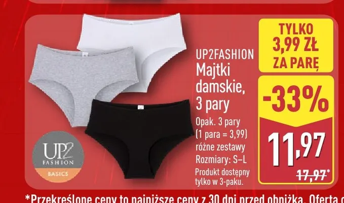 Majtki damskie UP2FASHION 3-pak promocja w Aldi
