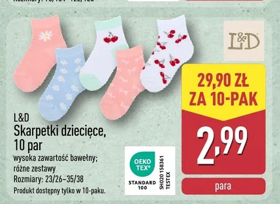 Skarpetki dziecięce L&D 10-pak promocja w Aldi