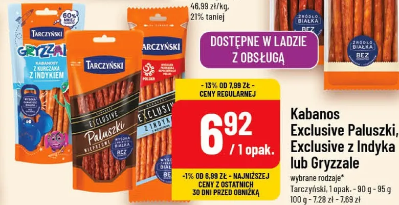 Kabanos Exclusive Paluszki, Exclusive z Indyka lub Gryzzale promocja w POLOmarket