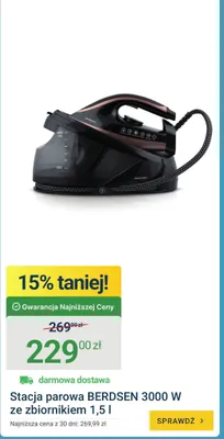 Stacja parowa Berdsen 3000W ze zbiornikiem 1,5l promocja w ERLI