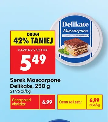Serek Mascarpone Delikate promocja w Biedronka