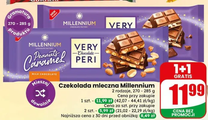 Czekolada mleczna Millennium Very Peri promocja w Dino