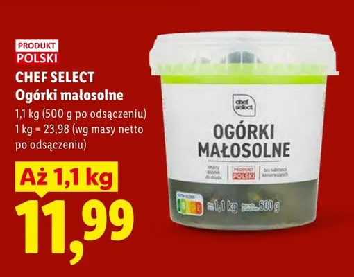 Ogórki małosolne CHEF SELECT promocja w Lidl