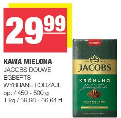 Kawa mielona Jacobs Douwe Egberts wybrane rodzaje promocja w SPAR