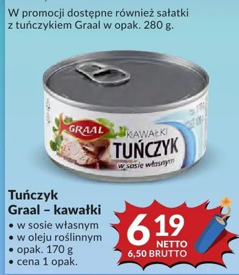 Tuńczyk Graal – kawałki w sosie własnym / w oleju roślinnym promocja w Makro