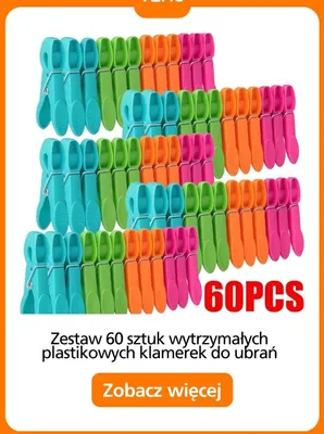 Zestaw plastikowych klamerek do ubrań 60-pak promocja w Temu