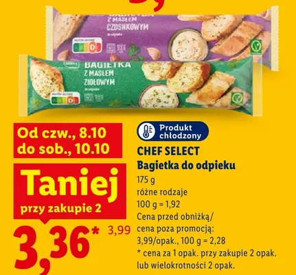 Bagietka do odpieku z masłem czosnkowym Chef Select promocja w Lidl