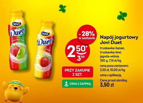 Napój jogurtowy Duet truskawka-banan promocja w Żabka