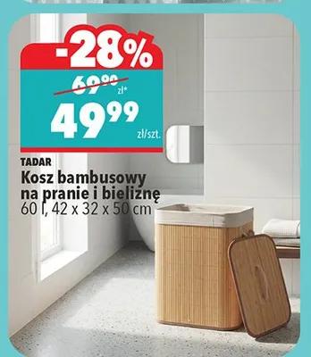 Kosz bambusowy na pranie i bieliznę TADAR 60l 42x32x50cm promocja w Biedronka