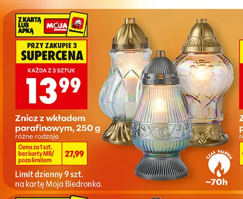 Znicz z wkładem parafinowym 250 g promocja w Biedronka