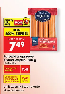Parówki wieprzowe promocja w Biedronka