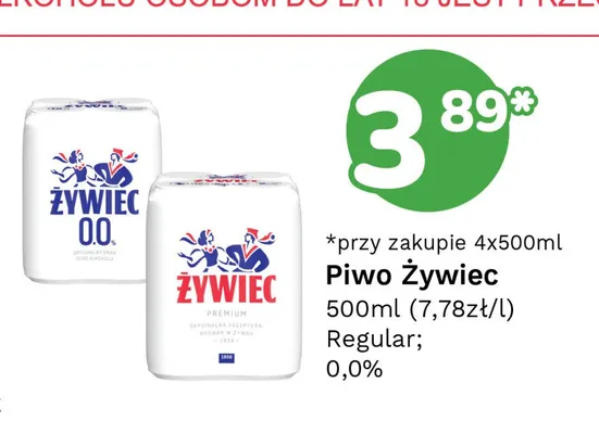 Piwo bezalkoholowe Żywiec 0,0% 4-pak 500 ml promocja w Limonka