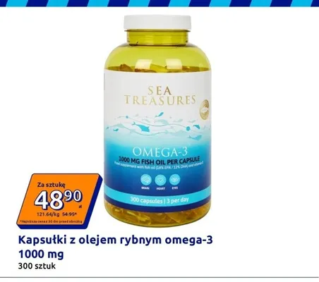 Kapsułki z olejem rybnym omega-3 Sea Treasures 1000 mg promocja w Action