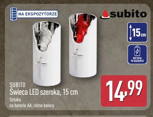 Świeca LED szeroka Subito 15 cm promocja w Aldi