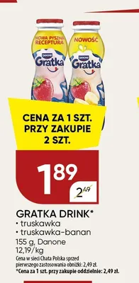 Napój jogurtowy Gratka truskawka-banan promocja w Chata Polska
