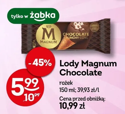 Lody Magnum Chocolate rożek promocja w Żabka