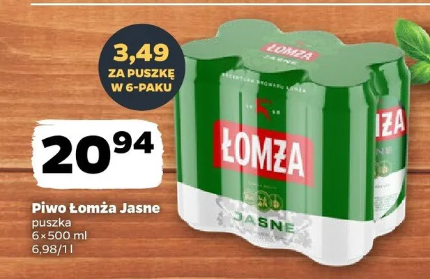 Piwo Łomża Jasne puszka promocja w Netto
