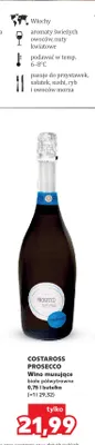 Wino musujące Costaross Prosecco wino białe półwytrawne promocja w Kaufland