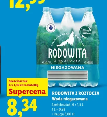 Woda niegazowana Rodowita z Roztocza 6-pak promocja w Lidl