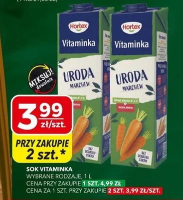 Sok Vitaminka wybrane rodzaje marchew promocja w Top Market