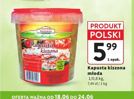 Kapusta kiszona młoda promocja w Intermarche