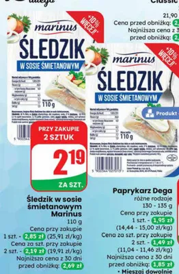 Śledzik w sosie śmietanowym Marinus promocja w Dino