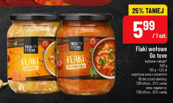 Flaki wołowe w rosole Go tove promocja w POLOmarket