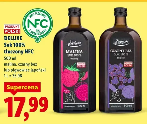 Sok 100% tłoczony NFC czarny bez  promocja w Lidl