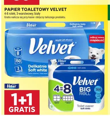 Papier toaletowy Velvet Delikatnie biały promocja w Stokrotka
