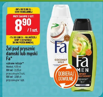 Żel pod prysznic damski lub męski promocja w POLOmarket