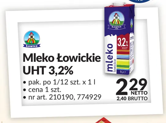 Mleko UHT Łowickie Łowicz 3,2% promocja w Makro