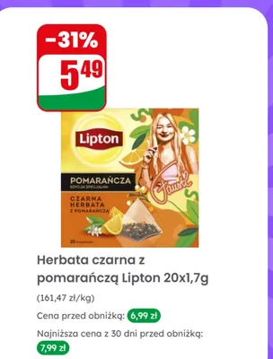 Herbata czarna z pomarańczą 20 torebek promocja w Dino