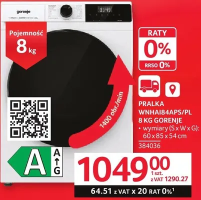 Pralka Gorenje WNHAI84APS/PL 8 kg promocja w Selgros