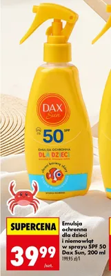 Emulsja ochronna dla dzieci i niemowląt w sprayu SPF 50 Dax Sun promocja w Biedronka
